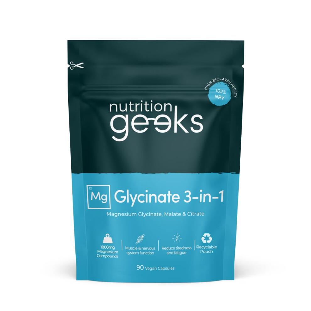 Nutrition Geeks Magnesium Glycinate 3|In|1 Complex | 1800Mg Supplements As Bisglycinate Citrate & Malate
