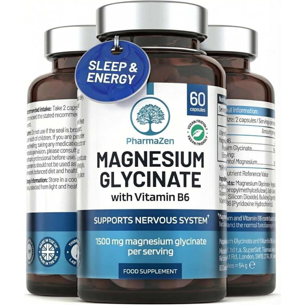 Pharmazen Magnesium Glycinate High Strength 1500Mg | High Absorption Easy To Digest |