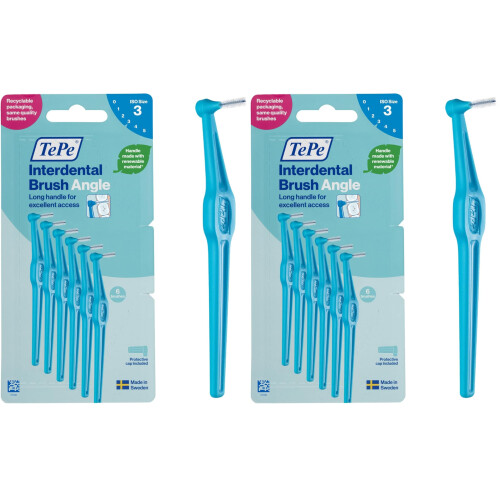 Tepe TePe Interdental Brush Angle Blue 0.6mm/ISO 3 6pcs Plaque Remover Easy and