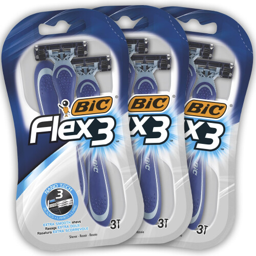 BIC BIC Flex 3 Blade Mens Disposable Razor, 3 Count (Pack of 3)