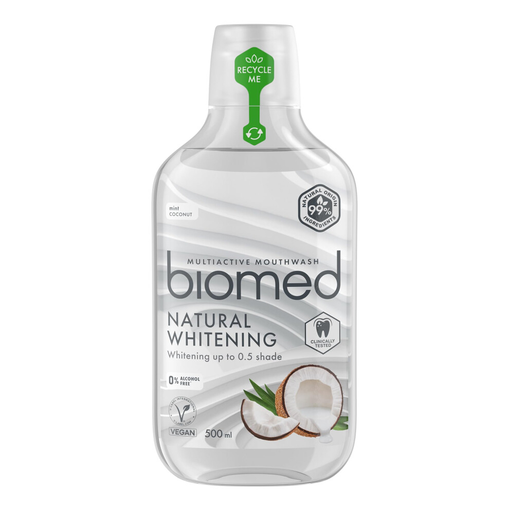 Biomed Superwhite Natural Coconut Mouthwash For Gentle Whitening, Alcohol Free, Coconut & Mint - 500Ml (Pack Of 1)
