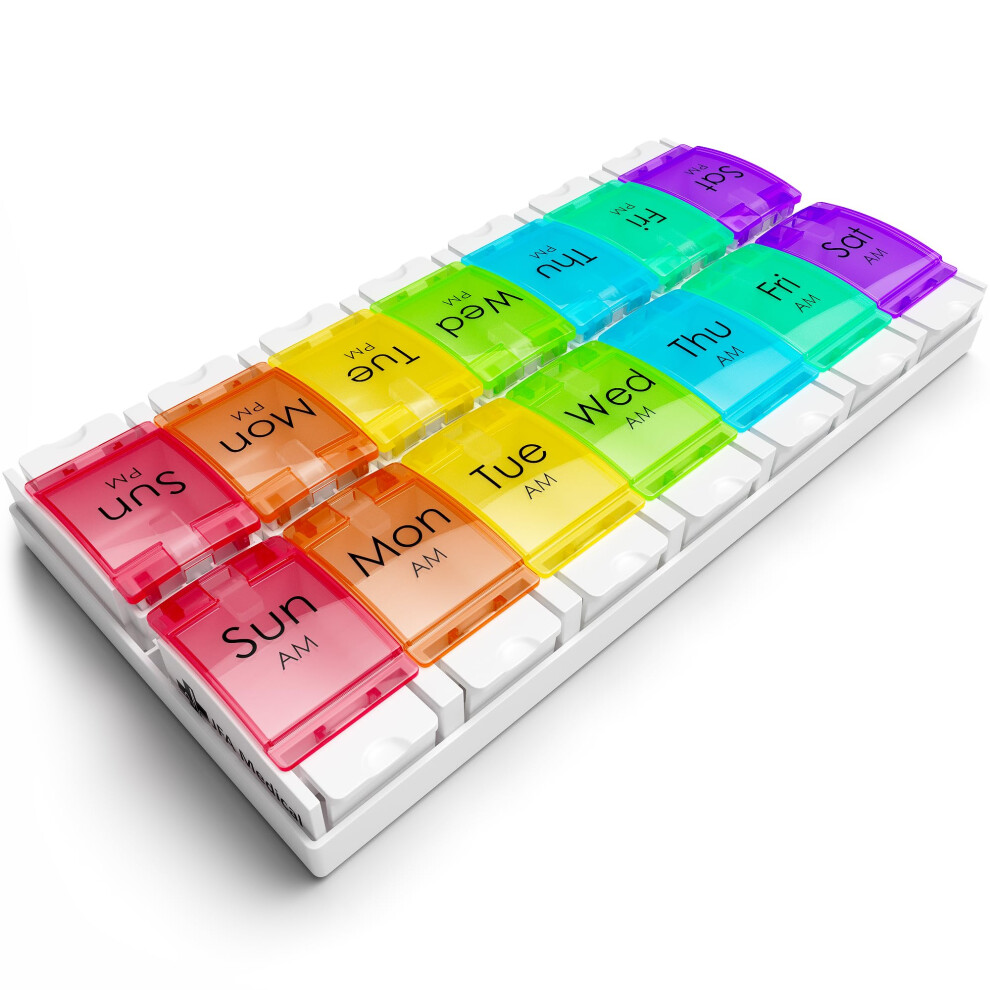 Jfa Medical Weekly Pill Box Organiser/Reminder For Medicines Supplements, Vitamins, 7Days, 2 Compartments Per Day