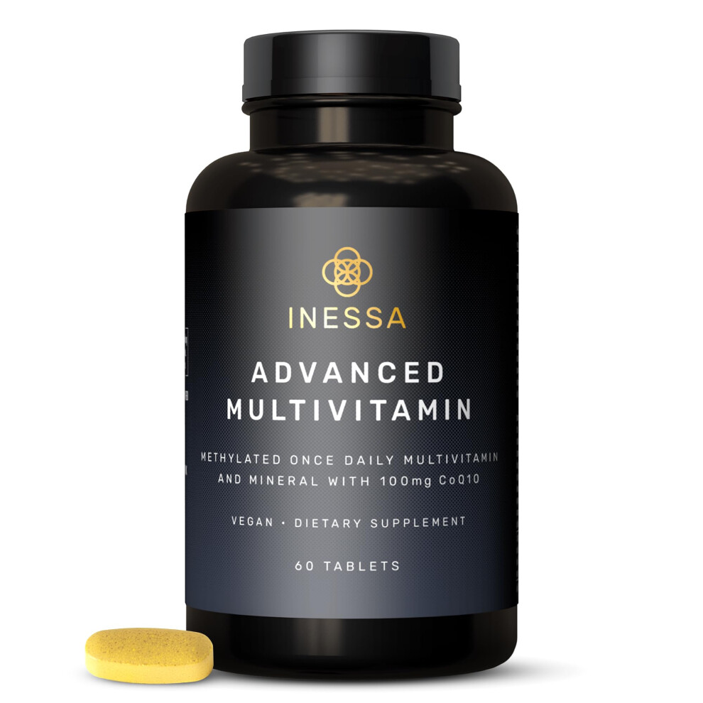 Inessa Multivitamin With Coq10 100Mg, Vitamin D3 2000 Iu, K2 100Mcg, B Complex, Vitamins A 800Mcg, Folic Acid As 5-Mthf 400Mcg, Zinc 20Mg And Lutein