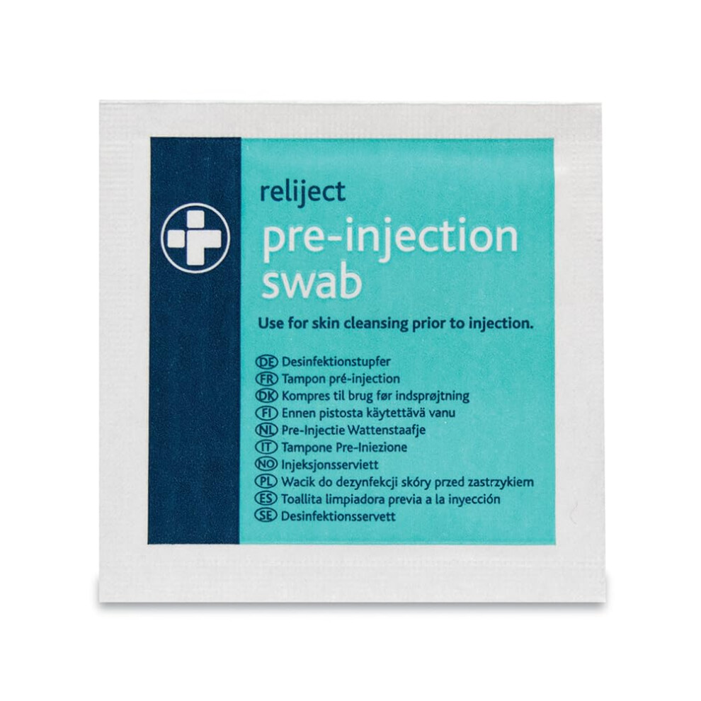 Reliance Medical White Pre-Injection Swab Wipes - Pack Of 100 Individually Wrapped Medical Skin Cleaning Wipes With 70% Isopropyl Alcohol,