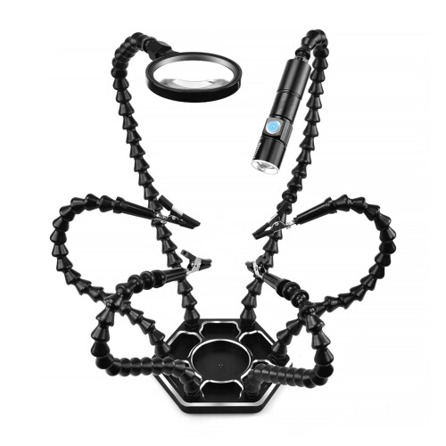 Helping Hands Soldering Third Arm with Magnifier & Light, Black 2