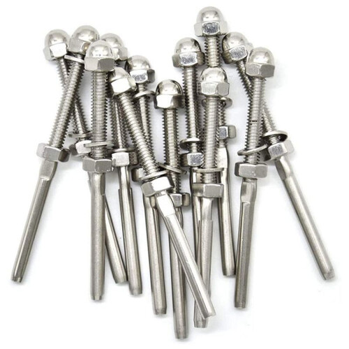 40 Pairs 1/8 Inch Cable Railing Kits 30 Degree Beveled Washer Threaded Stud Tension End Fitting Terminal for Decking 2