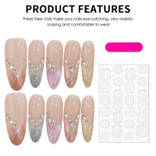 (Eternal ellipse) Pink Cat Eye Press-on Nails for Girls