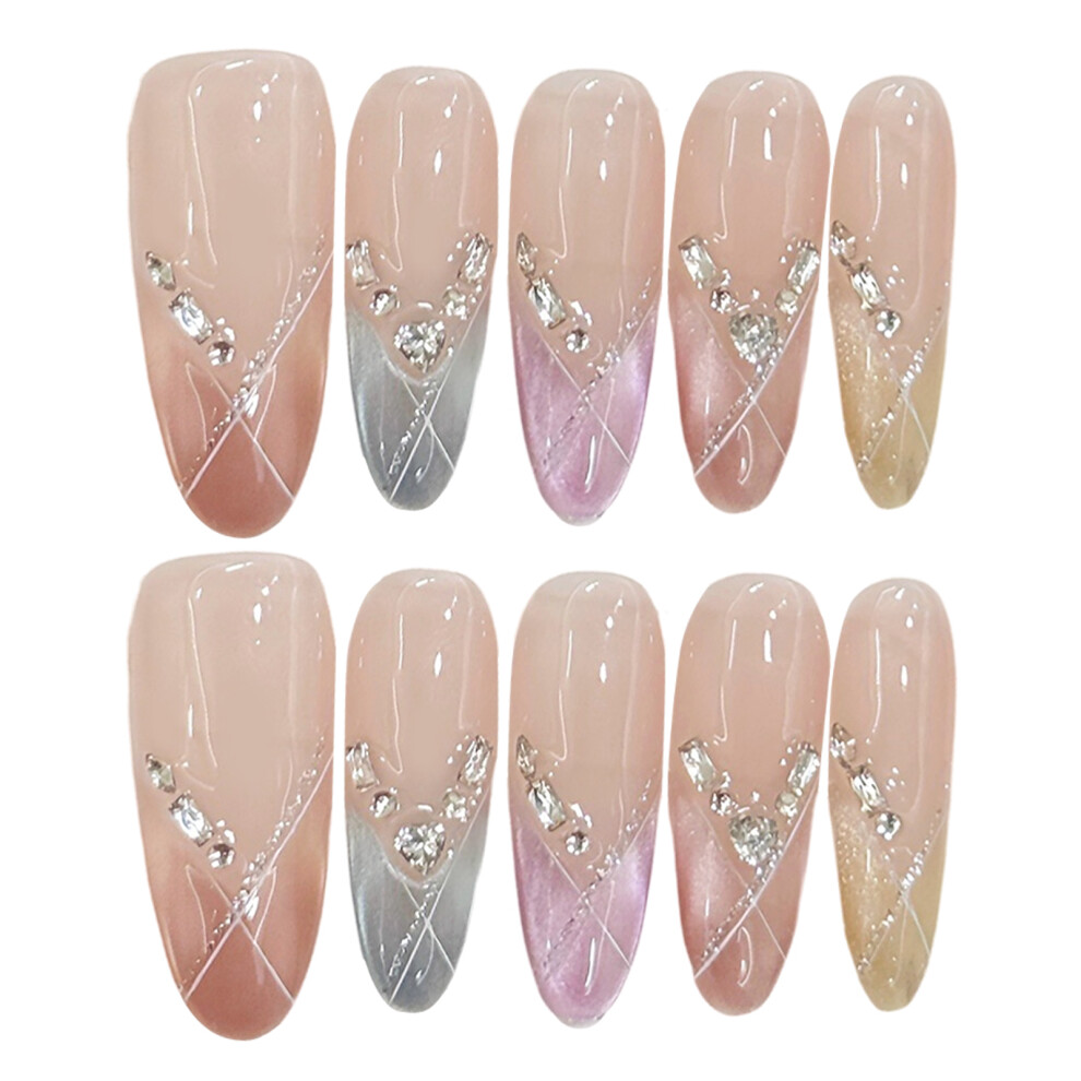 Roc-Electron (Eternal Ellipse) Pink Cat Eye Press-On Nails For Girls