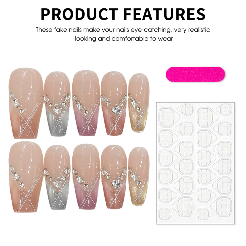 Roc-Electron Pink (Middle Ladder) Cat Eye Press-On Nails For Girls