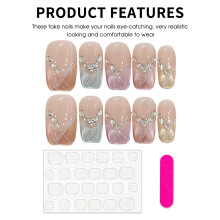 (New China) Pink Cat Eye Press-on Nails for Girls