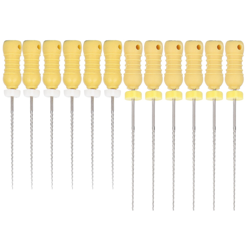 6Pcs Stainless Steel Root Canal Files 21mm & 25mm Dental Endo Tools