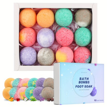 Coffret cadeau 12 bombes de bain, peau sèche hydratante et exfoliante, boules de bain aux huiles essentielles et sels