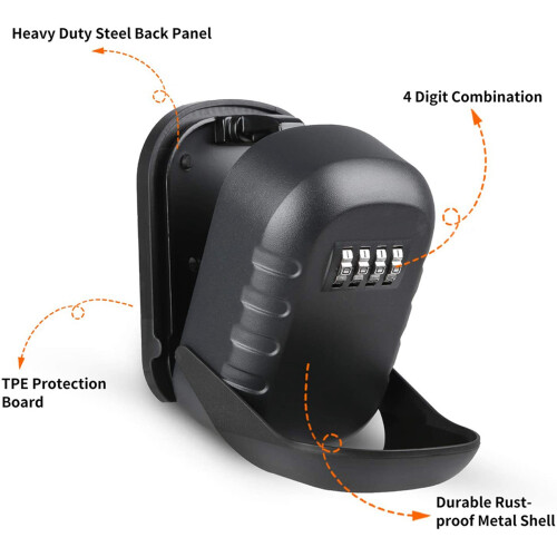2X Key Lock Box Wall Mount 4 Digit Combination  Key Storage Lock Box, Large Capacity Security Combo Lockbox 2
