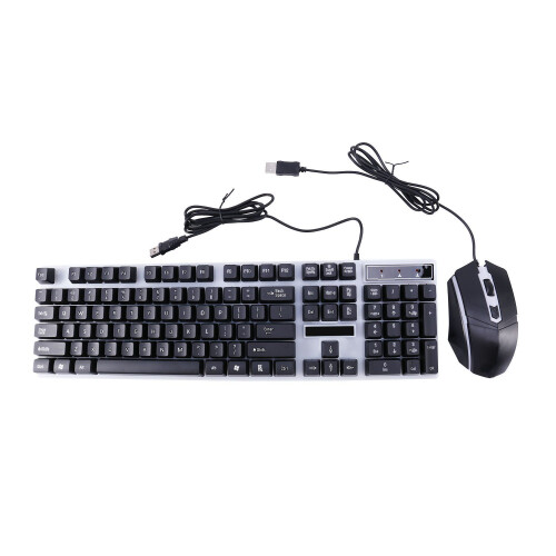 Gaming Keyboard Mouse Set Rainbow LED Wired USB For PC Laptop PS4  One 360 2