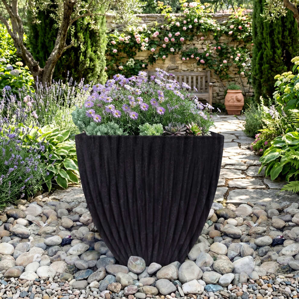 Geezy (Large Grey Square - 39X39x42 Cm) Large Plastic Planter Plant Flower Pot Indoor Outdoor Garden Patio