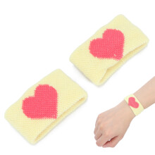 Yellow Heart Pattern Travel Wrist Band for Adults & Kids, 5x3.5cm