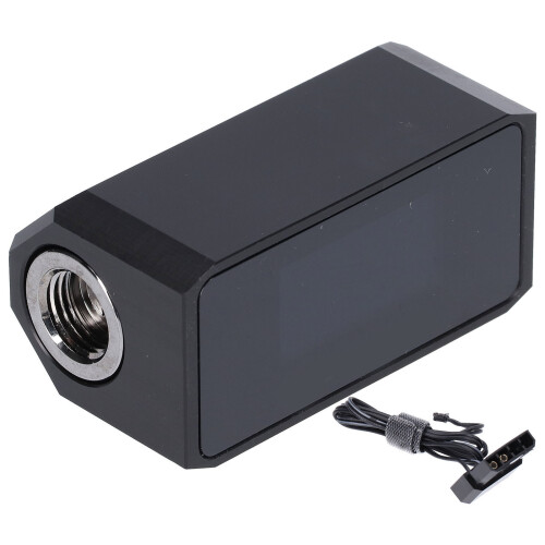Water Cooling System Alarm with OLED Display, G1/4 Thread, Black 1