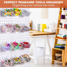 Confezione da 12 Contenitori per Pegboard, Ganci per Contenitori per Pegboard, Accessori per Pegboard Diy, Contenitori per Banco da Lavoro Piccoli