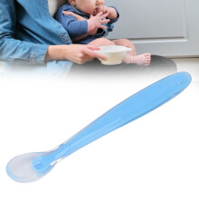 Baby Silikonlöffel mit Flachkopf, weichen Spitzen, 2er-Pack, Blau
