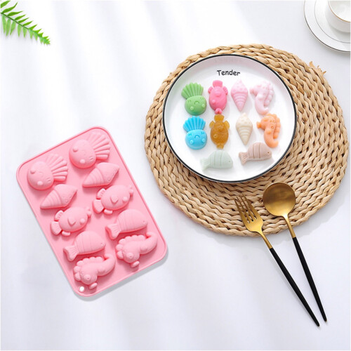 Silicone Ice Cube Tray with Sea Creature Shapes, 12-cavity 1