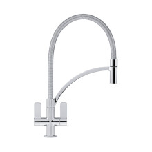 Franke Kitchen Mixer Tap Pull-Out Spring Neck Dual Lever Chrome Modern Monoblock