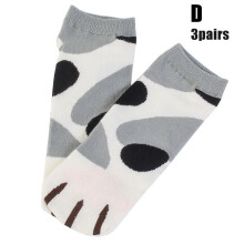 (D) Warm Cat Print Women\'s Ankle Socks