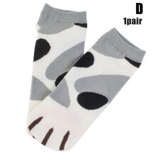 (D) Warm Cat Print Women\'s Ankle Socks