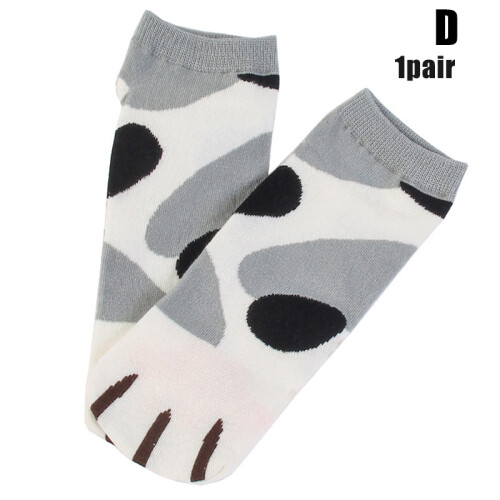 (D) Warm Cat Print Women\'s Ankle Socks