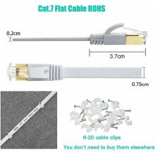 Cabo Ethernet para conexão de internet de alta velocidade, cabo plano blindado CAT7 de alta velocidade com conectores RJ45 banhados a ouro, 10 Gbps,