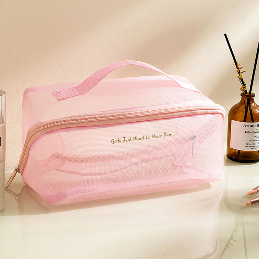 Roc-Electron Pink (Pink) Spacious Mesh Makeup Bag