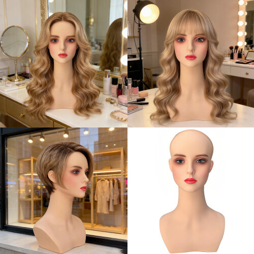 Small PVC Display Head Nonslip Feature Mannequin Head For Wig 1