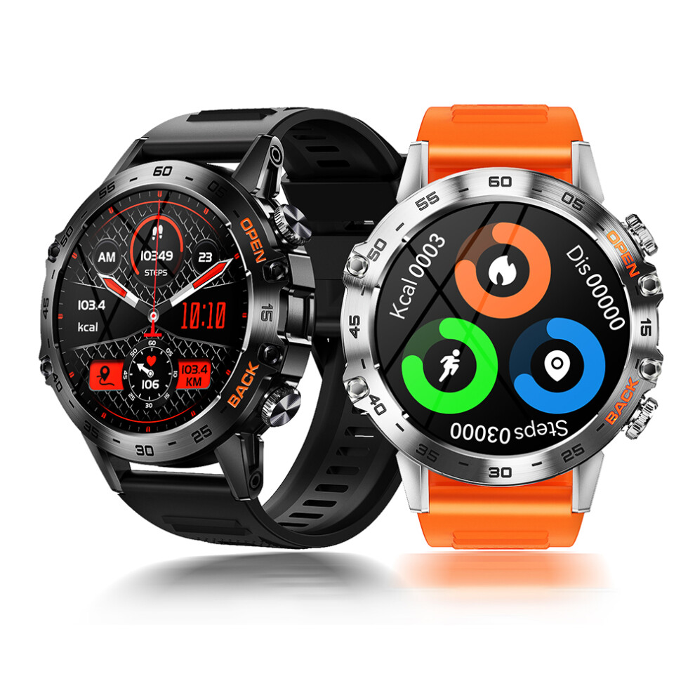 K52 Smartwatch With Bt Call 1.39" Ips Screen, Heart Rate & Sleep Monitor, Waterproof, Black/Orange 6901390905583