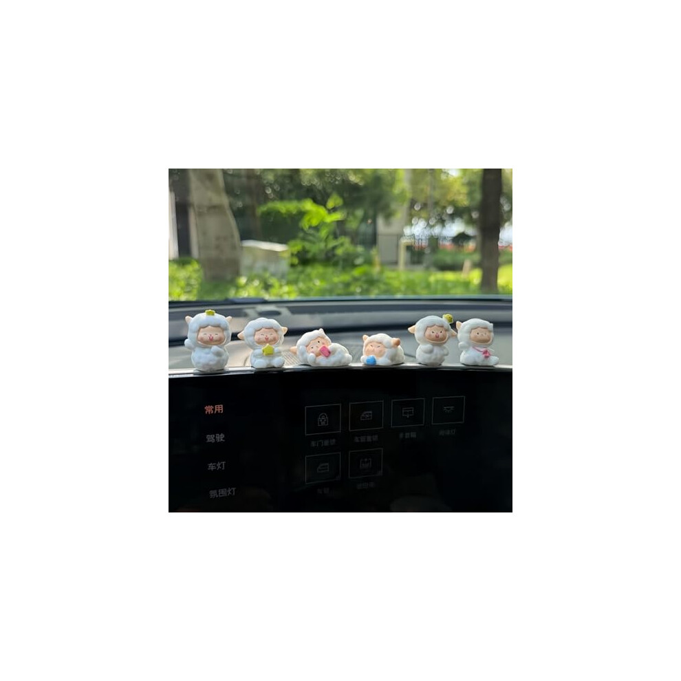 6Pcs Cute Sheep Car Dashboard Decorations, FadeâResistant Resin Car Accessories For Interior And Rear View Mirror 9771547647164