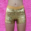 Dame Glitter Lounge Shorts Elastisk Midje Gull XXL 5