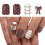 Glossy Fake Nail Short Square Shape Brown Bows Checkered Pattern Polkas Dot Art 2