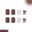 Glossy Fake Nail Short Square Shape Brown Bows Checkered Pattern Polkas Dot Art 6