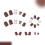 Glossy Fake Nail Short Square Shape Brown Bows Checkered Pattern Polkas Dot Art 8