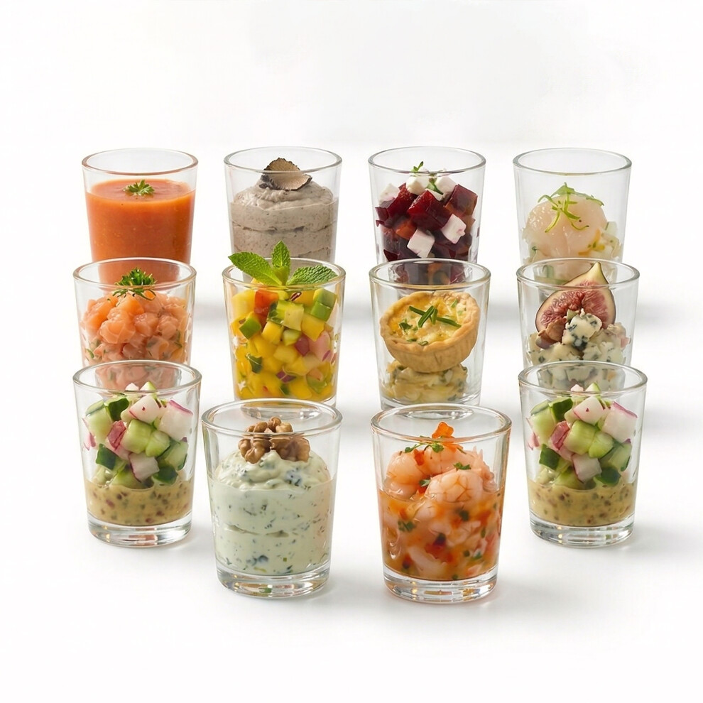 GEEZY 12 Pieces Appetizer Glass Set Mini Dish Shot Cups Verrines Dessert Party Glasses