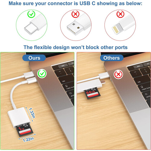 τεμάχια συσκευή ανάγνωσης καρτών USB-C SD από την Tiansong—Φορητός προσαρμογέας OTG για 1