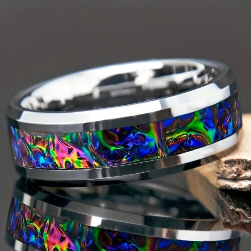 Men's Tungsten Steel Wedding Ring 8mm Size 9 2
