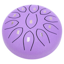 6in Steel Tongue Drum, 11 Tones, Purple, Outdoor Chakra Rain Percussion
