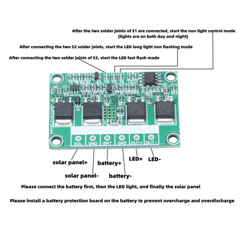 10A 3,7V/7,4V/11,1V Solarlichtsteuerungsmodul mit Blinkmodi 2