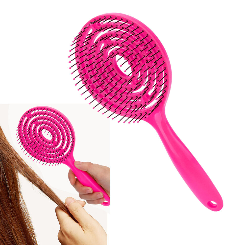 Red Curly Hair Detangling Brush Rose Salon Round Head Straightening Comb