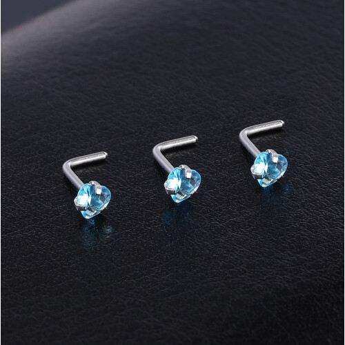 Heart Nose Stud L-Shaped 6 Pcs 20g 1