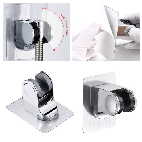 No-Drill Adjustable Shower Head Bracket Set, Wall Mount for Easy Installation & Secure Use 1