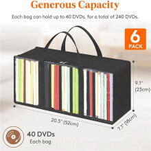 DVD Storage Bags 12 Pcs, Clear PVC Plastic CD Organizer with Handles and Zipper, Media Holder