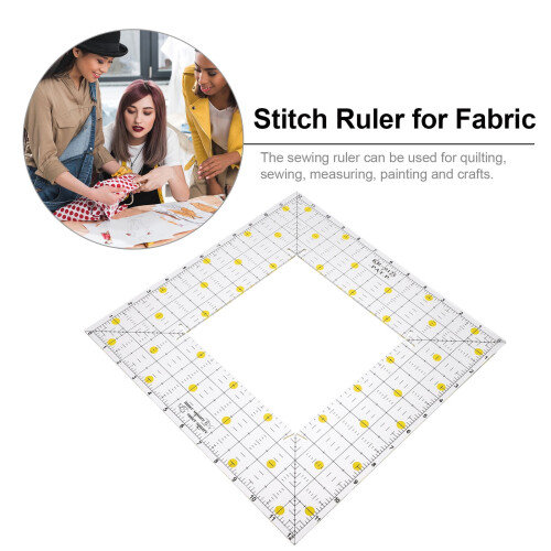 Régua multifuncional de 1 peça para costura, patchwork e medição, com formato quadrado de 12,5 x 12,5 x 0,1 polegadas. 1