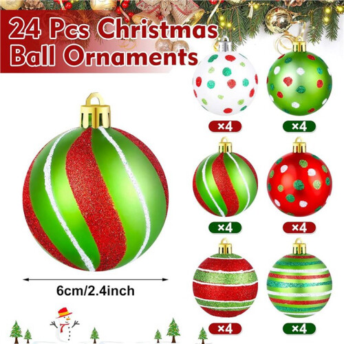 48 Enfeites de Bola de Árvore de Natal de 2,4 Polegadas, Decorações de Plástico Brilhantes para Pendurar para Decoração de Natal 2