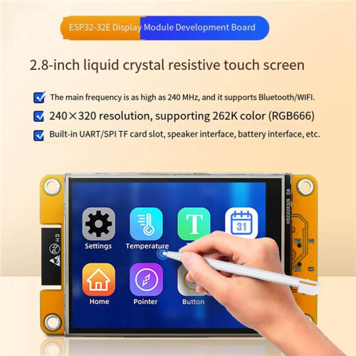 2X ESP32 Development Board 2.8-Inch Resistive Touch Screen ESP32-32E Module WIFI  TFT Display Module 1