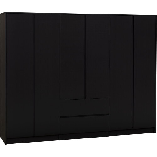 Seconique Malvern 6 Door 2 Drawer Wardrobe - Black 1
